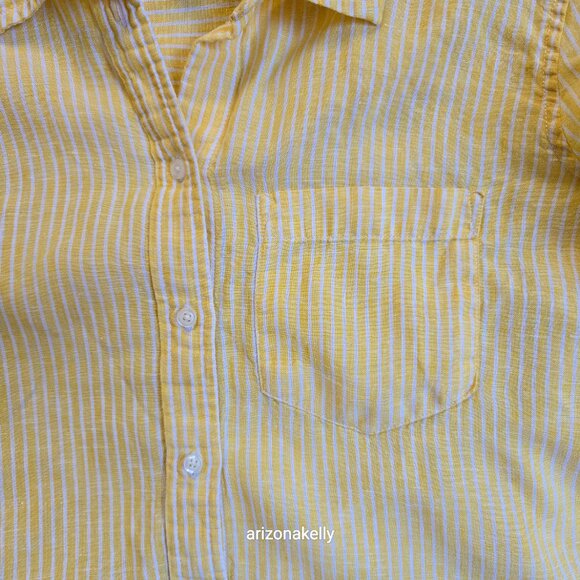 GAP Linen Yellow Pinstripe Button Down XS - Picture 6 of 9
